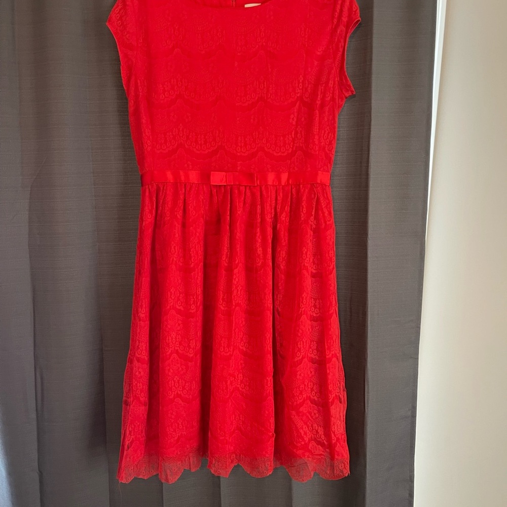 Shabby Apple Vibrant Red Lace Dress